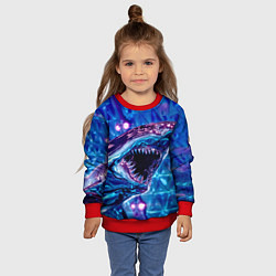 Свитшот детский Фиолетовая акула, цвет: 3D-красный — фото 2