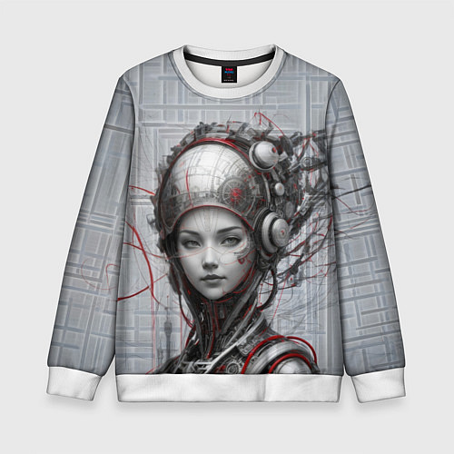 Детский свитшот Подключенная к сети девушка-андроид / 3D-Белый – фото 1