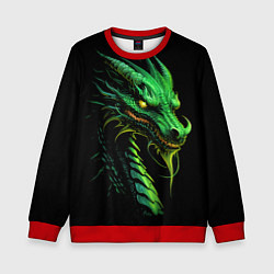 Свитшот детский Зеленый дракон иллюстрация, цвет: 3D-красный