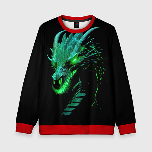 Детский свитшот Дракон с зеленым свечением / 3D-Красный – фото 1