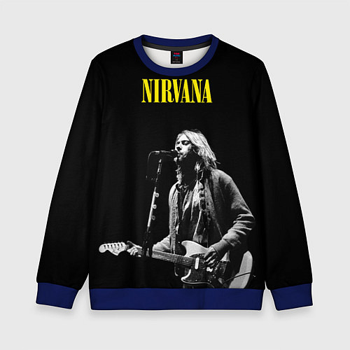 Детский свитшот Группа Nirvana Курт Кобейн / 3D-Синий – фото 1