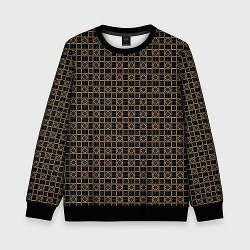 Детский свитшот Тёмно-коричневый паттерн / 3D-Черный – фото 1