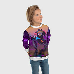 Свитшот детский Чёрный Гусь на мотоцикле Чикен Ган, цвет: 3D-белый — фото 2