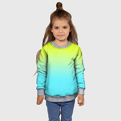 Свитшот детский Ярко-зеленый и бирюзовый градиент, цвет: 3D-меланж — фото 2
