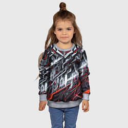 Свитшот детский Агрессивный металл красный, цвет: 3D-меланж — фото 2