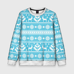 Свитшот детский Новый год ели и олени, цвет: 3D-белый