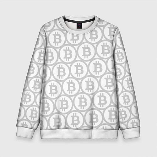 Детский свитшот Биткоин патерн на белом фоне / 3D-Белый – фото 1