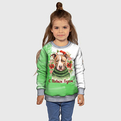 Свитшот детский Зимний питбуль, цвет: 3D-меланж — фото 2