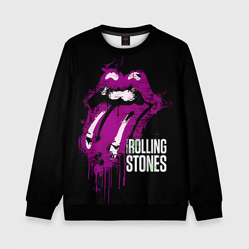 Детский свитшот The Rolling Stones - lips / 3D-Черный – фото 1