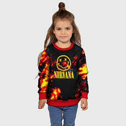 Свитшот детский Nirvana rock огненное лого лава, цвет: 3D-красный — фото 2