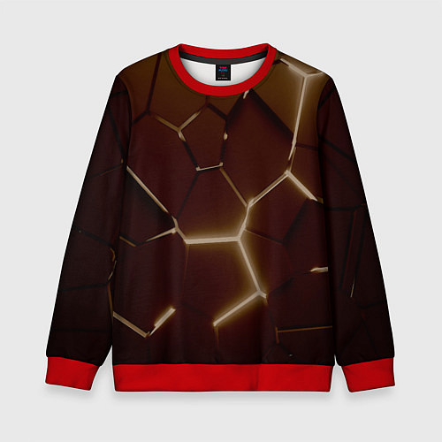 Детский свитшот Ретро плиты разломы прошлого / 3D-Красный – фото 1