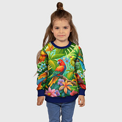 Свитшот детский Попугаи - экзотические птицы, цвет: 3D-синий — фото 2