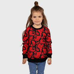 Свитшот детский Красные смайлы, цвет: 3D-черный — фото 2
