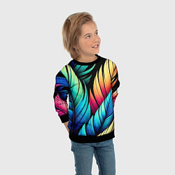 Свитшот детский Color feathers - neon, цвет: 3D-черный — фото 2
