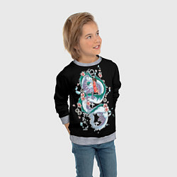 Свитшот детский Тихиро и Хаку - унесенные призраками, цвет: 3D-меланж — фото 2