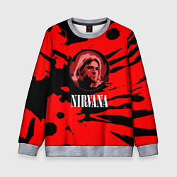 Свитшот детский Nirvana красные краски рок бенд, цвет: 3D-меланж
