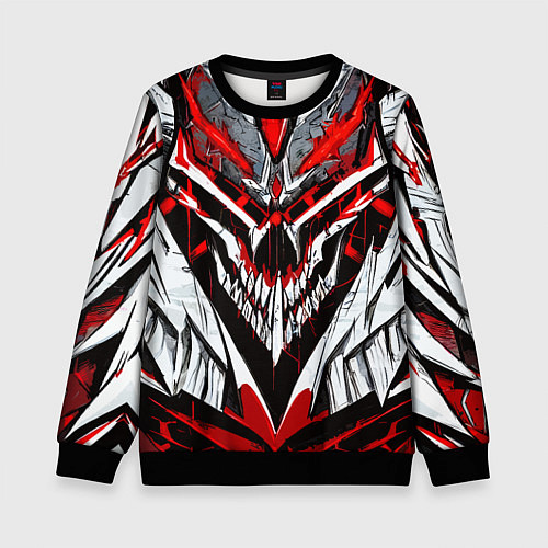 Детский свитшот Агрессивный череп белый и красный / 3D-Черный – фото 1