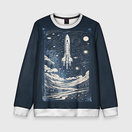 Детский свитшот Винтажный постер космос титан ракета / 3D-Белый – фото 1