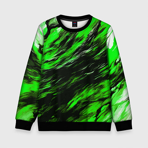 Детский свитшот Чёрная и зелёная буря / 3D-Черный – фото 1