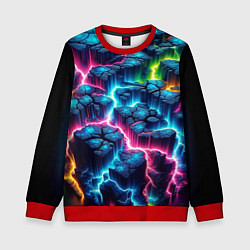 Свитшот детский Трещины и неон, цвет: 3D-красный