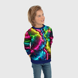 Свитшот детский Трещина - неон, цвет: 3D-синий — фото 2