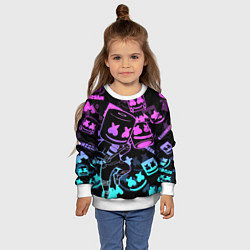 Свитшот детский Marshmello neon pattern, цвет: 3D-белый — фото 2