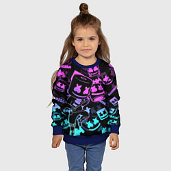 Свитшот детский Marshmello neon pattern, цвет: 3D-синий — фото 2