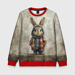 Свитшот детский Кролик в пальто, цвет: 3D-красный