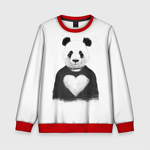 Детский свитшот Love panda / 3D-Красный – фото 1