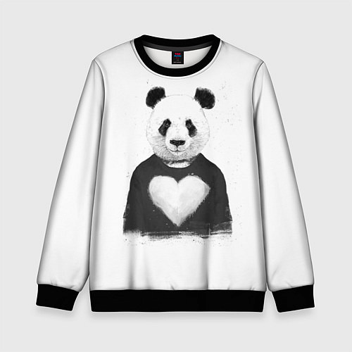 Детский свитшот Love panda / 3D-Черный – фото 1