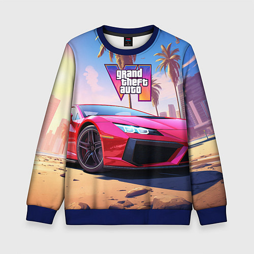 Детский свитшот GTA 6 logo auto style / 3D-Синий – фото 1