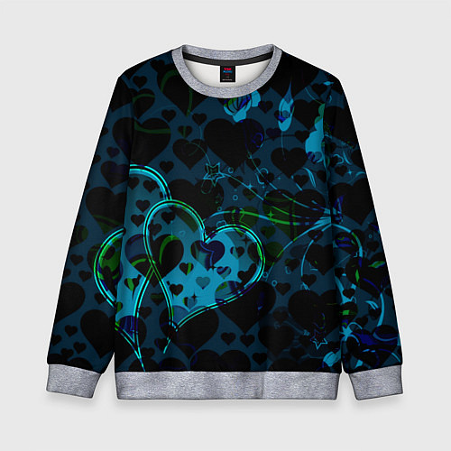 Детский свитшот Сердечки узоры / 3D-Меланж – фото 1