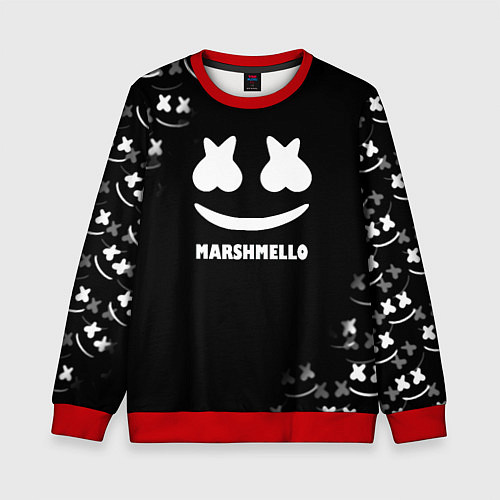 Детский свитшот Marshmello белое лого / 3D-Красный – фото 1
