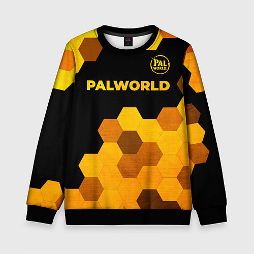 Детский свитшот Palworld - gold gradient посередине / 3D-Черный – фото 1