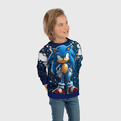 Свитшот детский Sonic - splash and logo, цвет: 3D-синий — фото 2