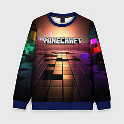 Свитшот детский Minecraft логотип и кубы, цвет: 3D-синий