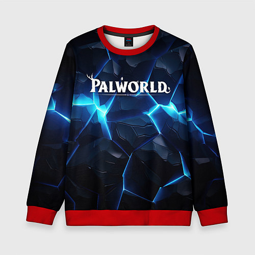 Детский свитшот Palworld logo blue ice / 3D-Красный – фото 1