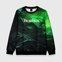 Свитшот детский Palworld logo green abstract, цвет: 3D-черный