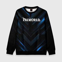 Свитшот детский Palworld logo blue neon abstract black, цвет: 3D-черный