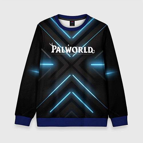 Детский свитшот Palworld logo на фоне синего неона / 3D-Синий – фото 1