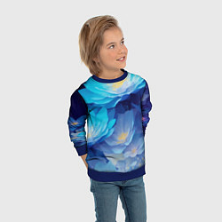 Свитшот детский Волшебные цветы блестящие, цвет: 3D-синий — фото 2