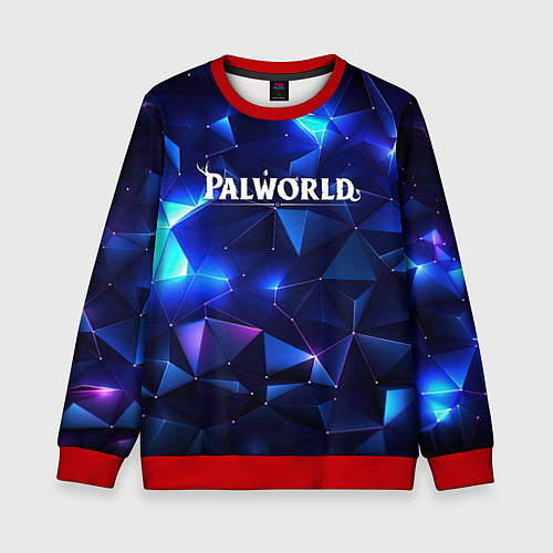 Детский свитшот Palworld логотип и синие блики / 3D-Красный – фото 1