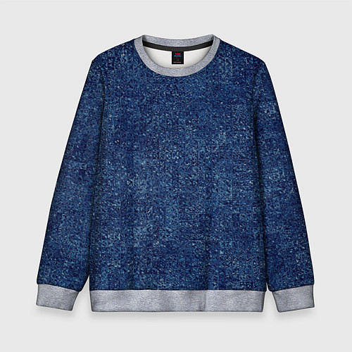 Детский свитшот Текстура тёмно-синий мелкие квадраты / 3D-Меланж – фото 1