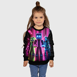 Свитшот детский Minecraft characters - neon glow, цвет: 3D-черный — фото 2