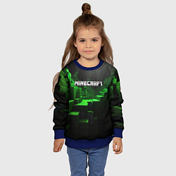 Свитшот детский Minecraft logo зеленые яркие плитки, цвет: 3D-синий — фото 2