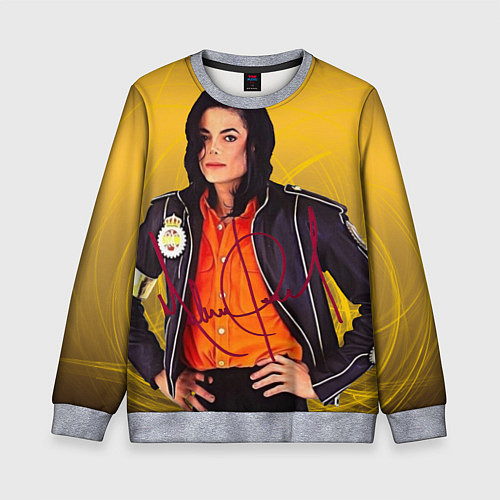 Детский свитшот Michael Jackson на золотом фоне с графикой / 3D-Меланж – фото 1