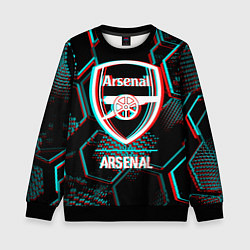 Свитшот детский Arsenal FC в стиле glitch на темном фоне, цвет: 3D-черный
