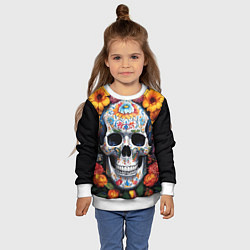 Свитшот детский Bright colors and a skull, цвет: 3D-белый — фото 2