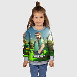 Свитшот детский Minecraft персонаж зеленый мир, цвет: 3D-меланж — фото 2
