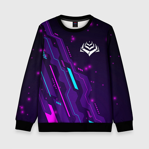 Детский свитшот Warframe neon gaming / 3D-Черный – фото 1